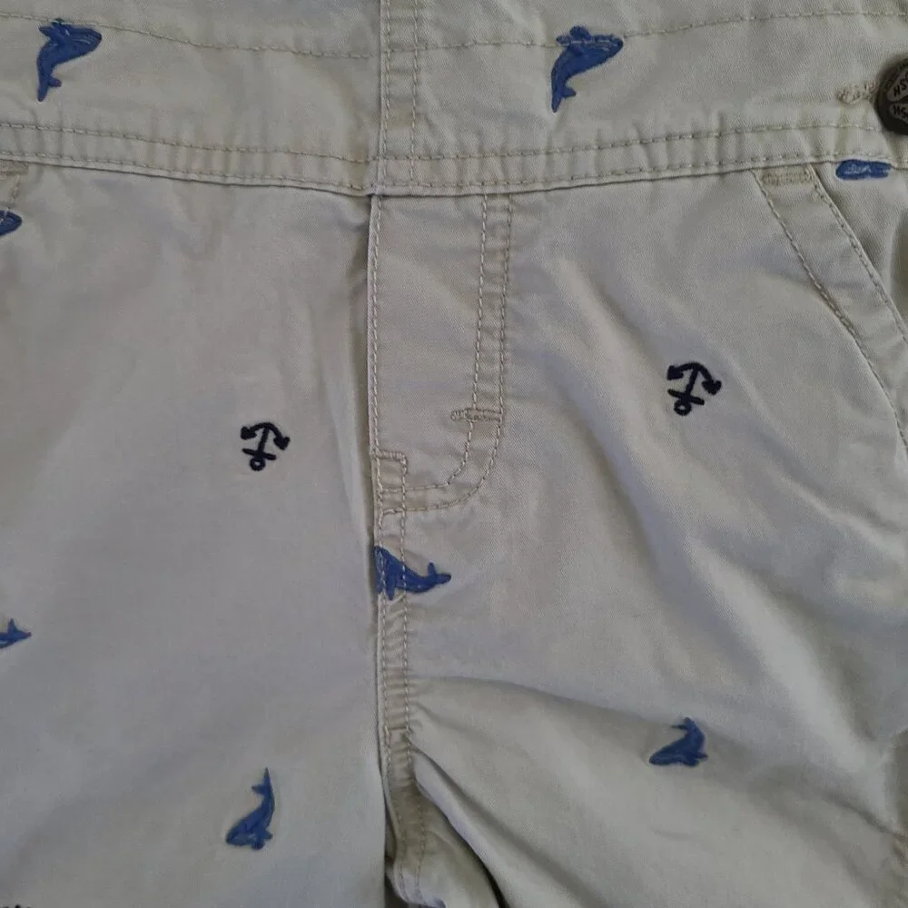 OSHKOSH B'GOSH VESTBAK OVERALLS -BLUE ANCHORS AND WHALE PATTERN- TODDLER 3T